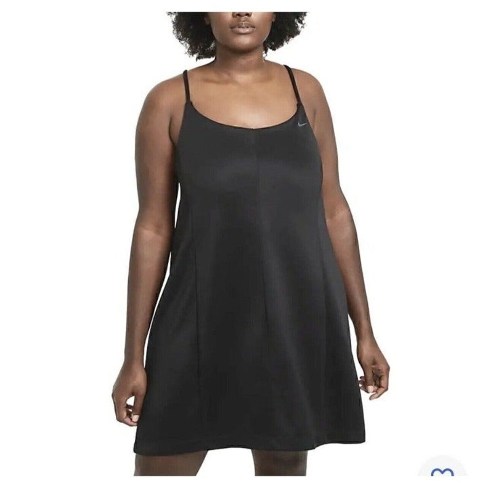 NIKE Women's Sportswear Icon Clash Dress Plus Size 1XL Black Jersey Knit Tennis